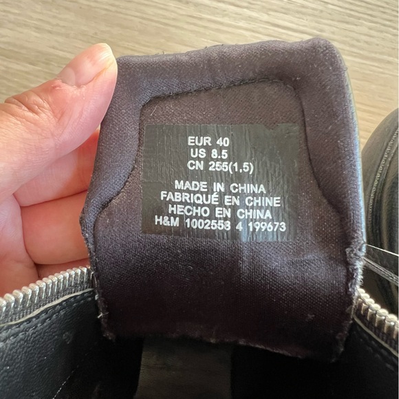 H&M Black Ladies Chunky Zip- Front Boots Size 8.5 Platform Wedge Y2K - Picture 6 of 8